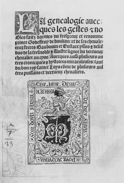 Genealogie und edle Taten der Ritter, 1504 von French School